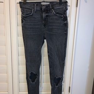 Free people black acid wash skinny jeans